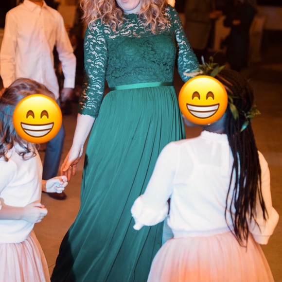 Lace Green Maxi Dress David’s Bridal - Picture 3 of 4